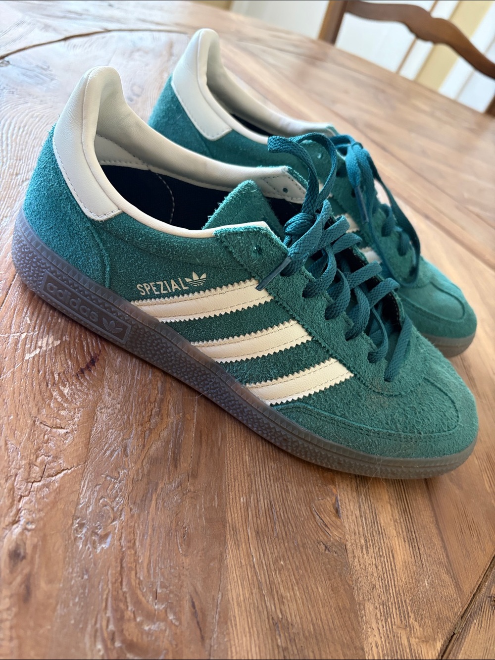 adidas Spezial Suede Sneakers in Teal and White with Gray Sole